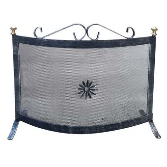 Pegoraro parascintille in ferro battuto a pannello curvo, 60xh.46 cm
