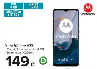 Carrefour Motorola Smartphone E22 offerta