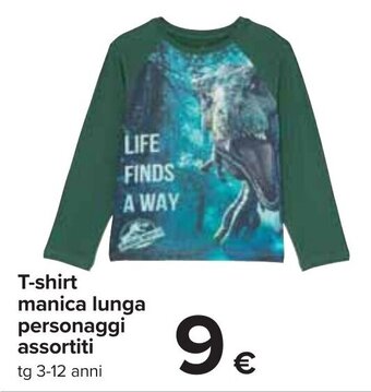 Carrefour T-shirt manica lunga personaggi assortiti tg 3-12 anni offerta