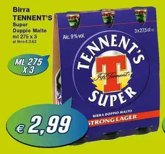 Prix Quality Tennent's Birra 275ml x 3 offerta