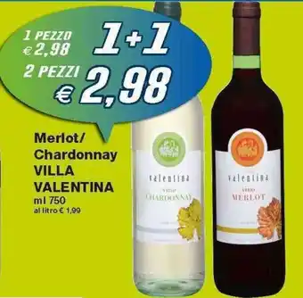 Prix Quality Villa Valentina Merlot/Chardonnay 750ml offerta