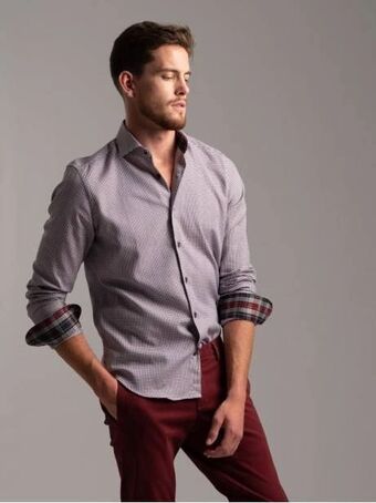 Invidia Camicia uomo disegno pied de puole in tessuto twill offerta