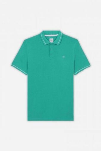 Polo basic con costine jacquard verde