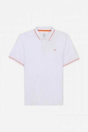 Polo basic con costine jacquard bianco