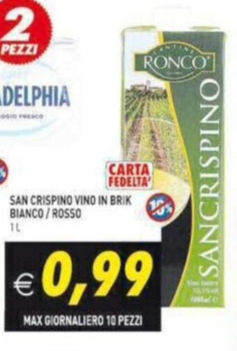 San Crispino Vino in Brik Bianco / Rosso 1l