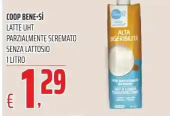 Coop Coop Bene Sì Latte UHT Parzialmente Scremato Senza Lattosio 1 Litro offerta