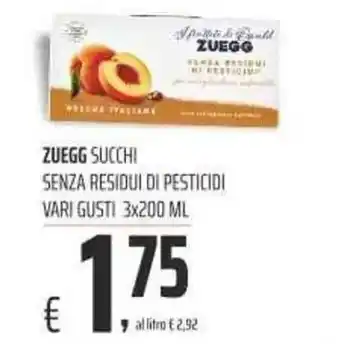Coop Zuegg Succhi Senza Residui di Pesticidi Vari Gusti 3x200 ml offerta