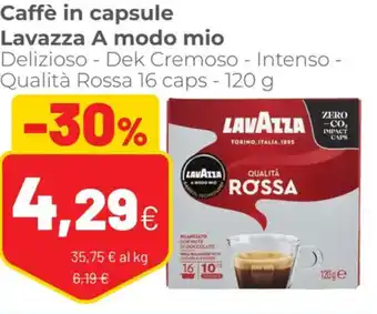 Coop Lavazza A Modo Mio Caffè In Capsule Delizioso - Dek Cremoso - Intenso - Qualità Rossa 16 Caps - 120 g offerta