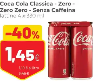 Coop Coca COla Classica - Zero - Zero Zero - Senza Caffeina Lattine 4 x 330 ml offerta