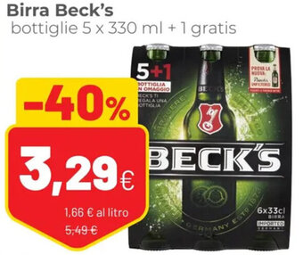 Coop Beck's Birra Bottiglie 5 x 330 ml + 1 Gratis offerta
