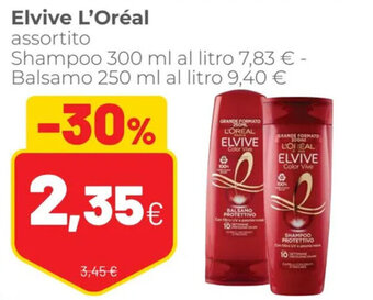 Coop L'Oréal Elvive Assortito Shampoo 300 ml, Balsamo 250 ml offerta