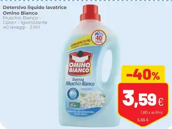 Coop Omino Bianco Detersivo Liquido Lavatrice Muschio Bianco - Color+ - Igienizzante 40 Lavaggi - 2 Litri offerta