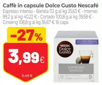 Coop Nescafé Dolce Gusto Caffè In Capsule Espresso Intenso - Barista 112 g offerta