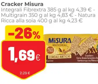Coop Misura Cracker Integrali Fibrextra 385 g - Multigrain 350 g - Natura Ricca Alla Soia 400 g offerta