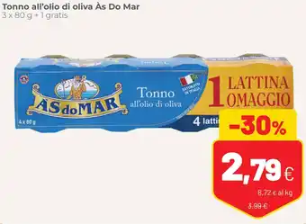 Coop Às Do Mar Tonno All'Olio 3 x 80 g + 1 Gratis offerta