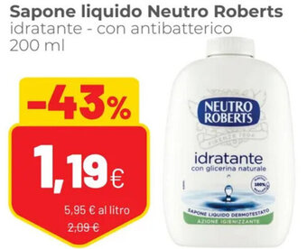 Coop Neutro Roberts Sapone Liquido Idratante - Con Antibatterico 200 ml offerta