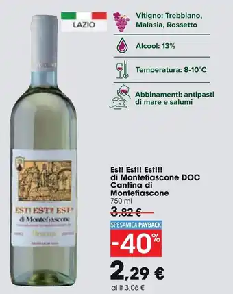 Carrefour Cantina di Montefiascone Est! Est!! Est!!! di Montefiascone DOC 750 ml offerta