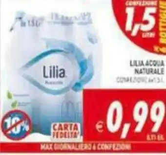 Pim Supermercati Lilia Acqua Naturale 1,5lt. x6 offerta