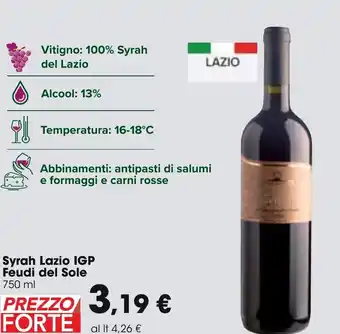 Carrefour Feudi del Sole Syrah Lazio IGP 750 ml offerta