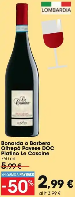 Platino Le Cascine Bonarda o Barbera Oltrepò Pavese DOC 750 ml