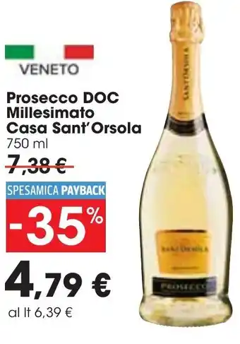 Carrefour Casa Sant'Orsola Prosecco DOC Millesimato 750 ml offerta