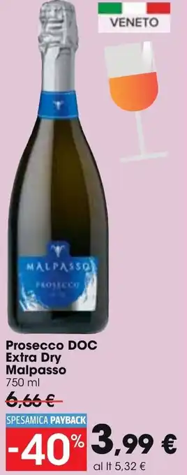 Carrefour Malpasso Prosecco DOC Extra Dry 750 ml offerta