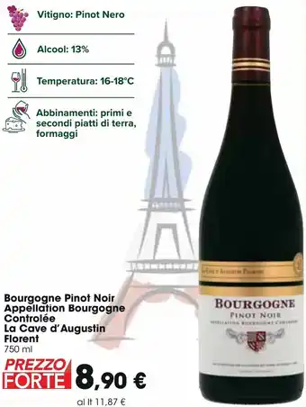 Carrefour Buorgogne Pinot Noir Appellation Bourgogne Controlée La Cava d'Augustin Florent 750 ml offerta