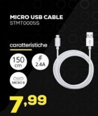 Euronics Stealth Micro USB Cable offerta