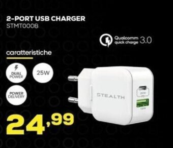 Euronics Stealth 2-Port USB Charger offerta
