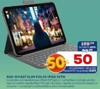 Euronics Logitech Slim Folio iPad 10th 920-011427 offerta