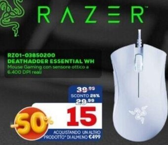 Euronics Razer Deathadder Essential WH RZ01-03850200 offerta