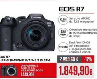 Euronics Canon EOS R7 offerta