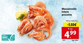 Lidl Mazzancolle intere precotte 500 g confezione offerta
