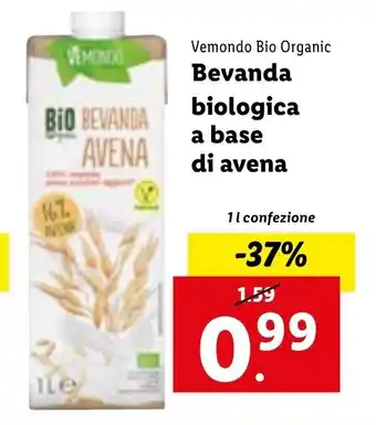 Lidl Vemondo Bio Organic Bevanda biologica a base di avena 1 l confezione offerta