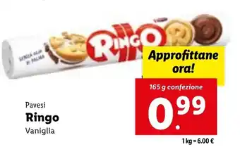 Lidl Pavesi Ringo Vaniglia 165 g confezione offerta