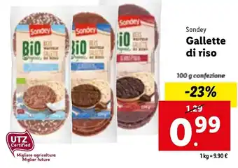 Lidl Sondey Galette di riso 100 g confezione offerta
