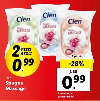 Lidl Cien Spugna Massage 2 pezzi offerta