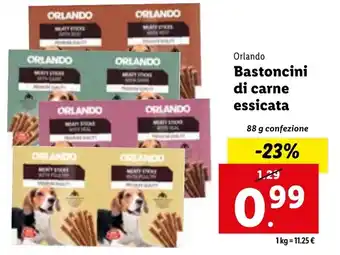 Lidl Orlando Bastoncini di carne essicata 88 g confezione offerta