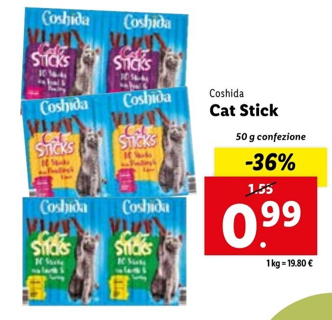 Coshida Cat Stick 50 g confezione offerta di Lidl