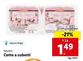 Lidl Salumeo Cotto a cubetti 2 x 100 g confezione offerta