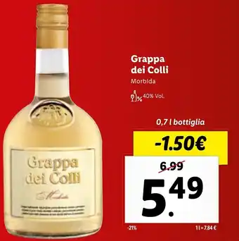 Lidl Grappa dei Colli 0,7 l bottiglia offerta