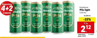 Lidl Perlenbacher Pils light 3,5 % Vol 6 x 500 ml offerta