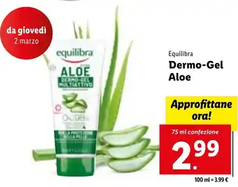Lidl Equilibra Dermo Gel Aloe 75 ml confezione offerta