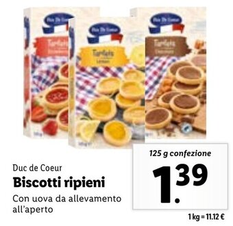 Lidl Duc de Coeur Biscotti ripieni 125 g confezione offerta