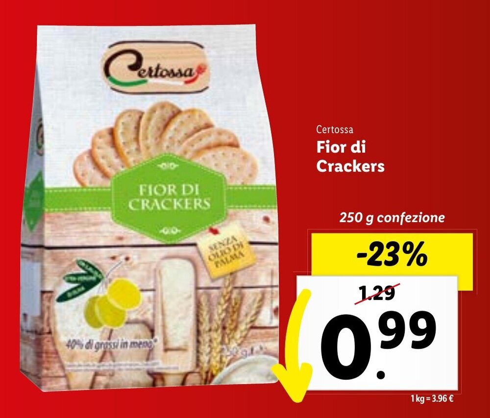 Certossa Fior di Crackers 250 g confezione offerta di Lidl