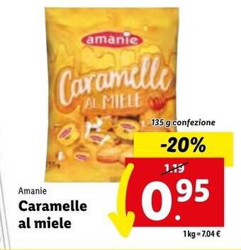 Lidl Amanie Caramelle al miele 135 g confezione offerta