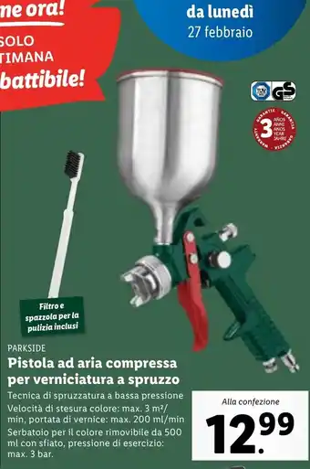 Lidl Parkside Pistola ad aria compressa per verniciature a spruzzo offerta