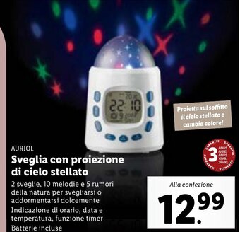 Lidl Auriol Sveglia con proiezione di cielo stellato offerta