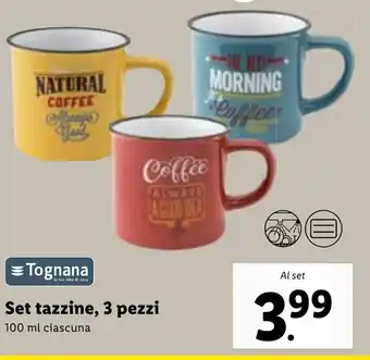 Lidl Tognana Set tazzine, 3 pezzi 100 ml ciascuna offerta