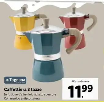 Lidl Tognana Caffettiera 3 tazze offerta